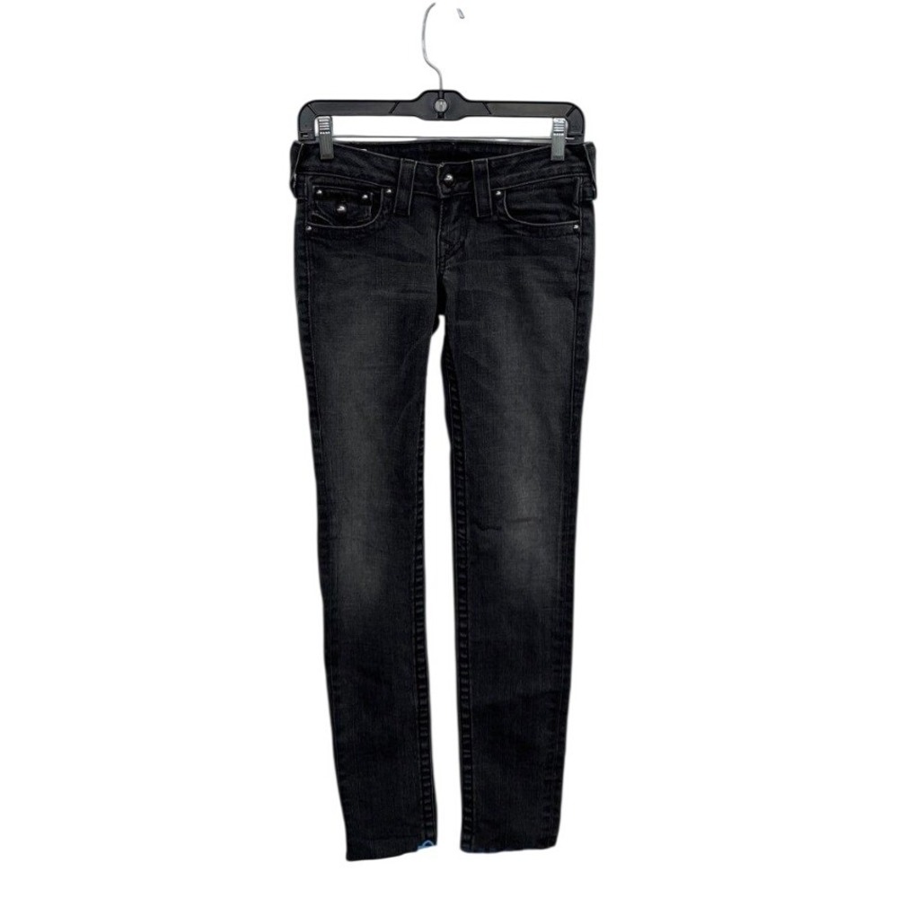 True Religion Julie Black Skinny Jeans Womens 25 Made in USA Low Rise Stretch